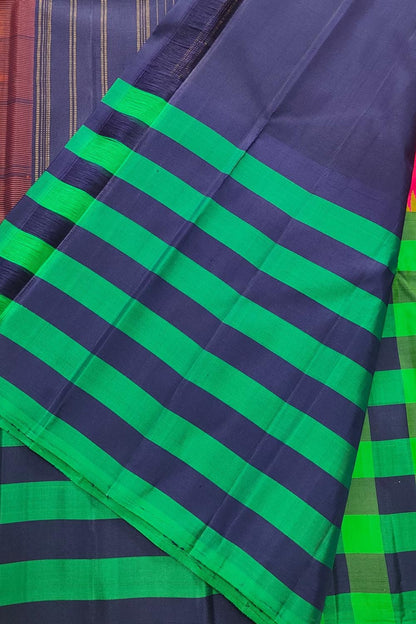 Stunning Multicolor Handloom Silk Checks Saree - Luxurion World