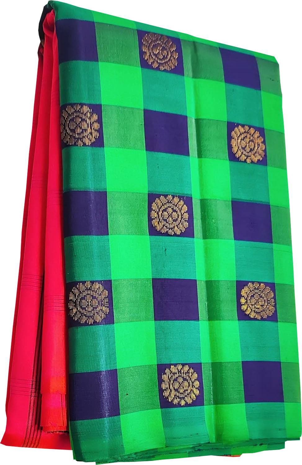 Stunning Multicolor Handloom Silk Checks Saree - Luxurion World