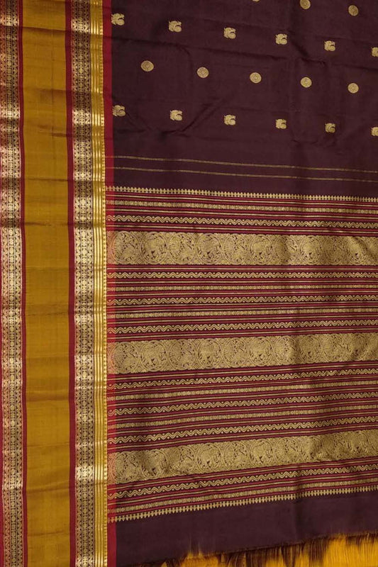 Maroon Handloom Kanjeevaram Pure Silk Saree - Luxurion World