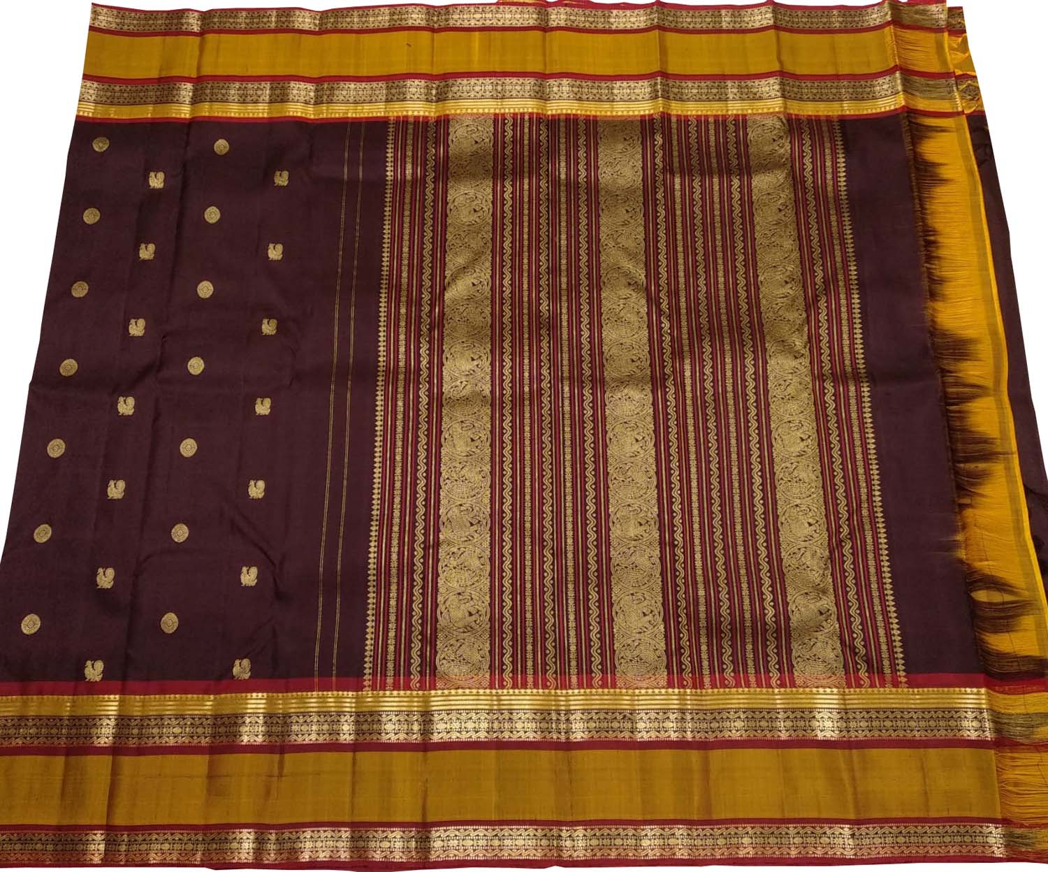 Maroon Handloom Kanjeevaram Pure Silk Saree - Luxurion World