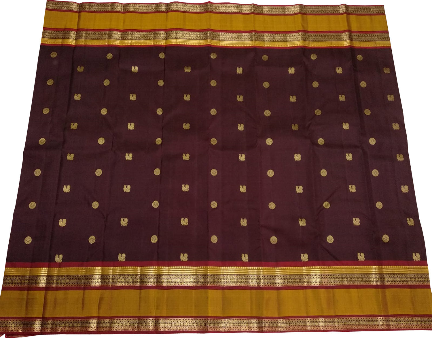 Maroon Handloom Kanjeevaram Pure Silk Saree - Luxurion World