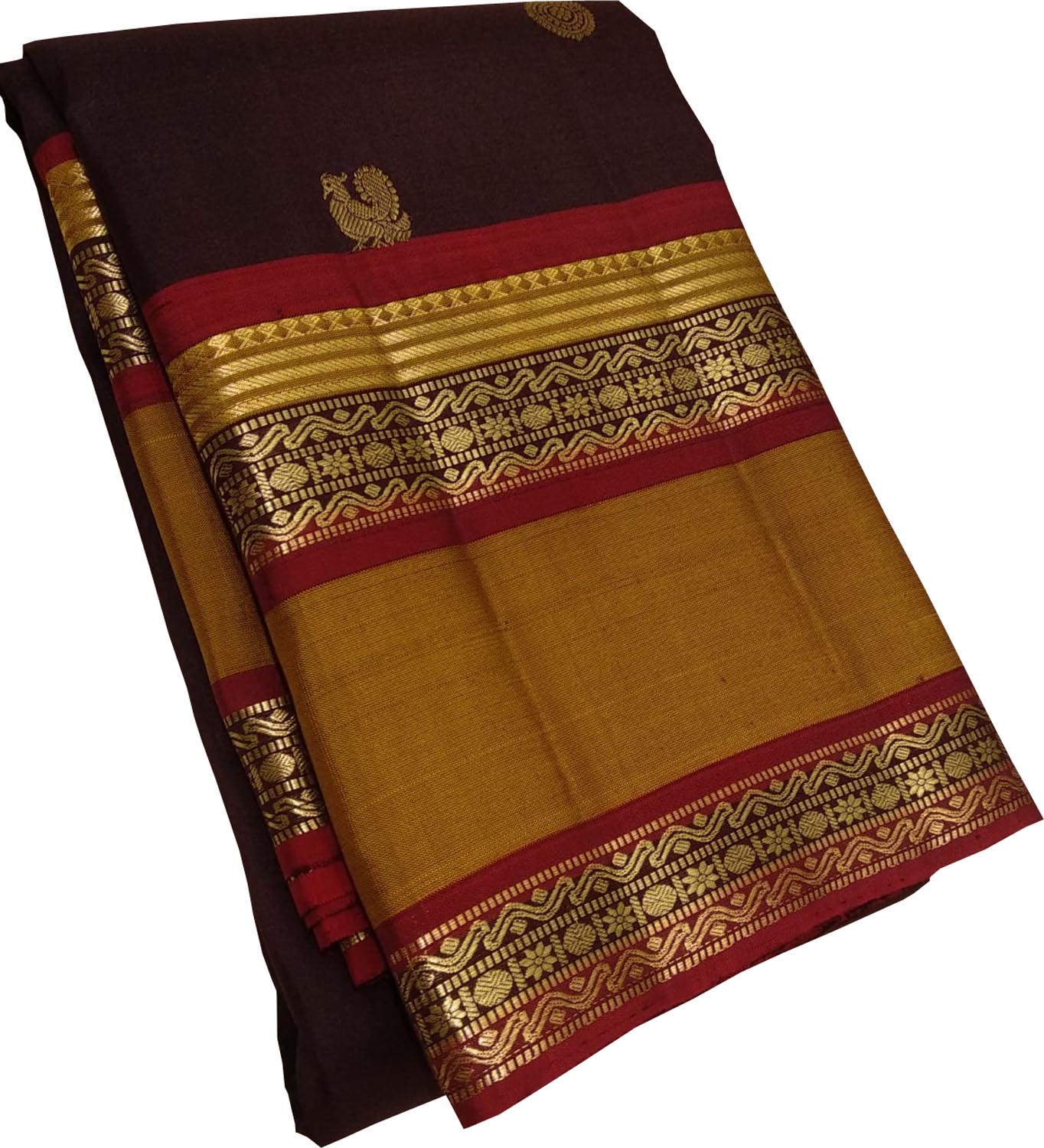 Maroon Handloom Kanjeevaram Pure Silk Saree - Luxurion World