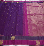 Purple Handloom Kanjeevaram Pure Silk Saree - Luxurion World