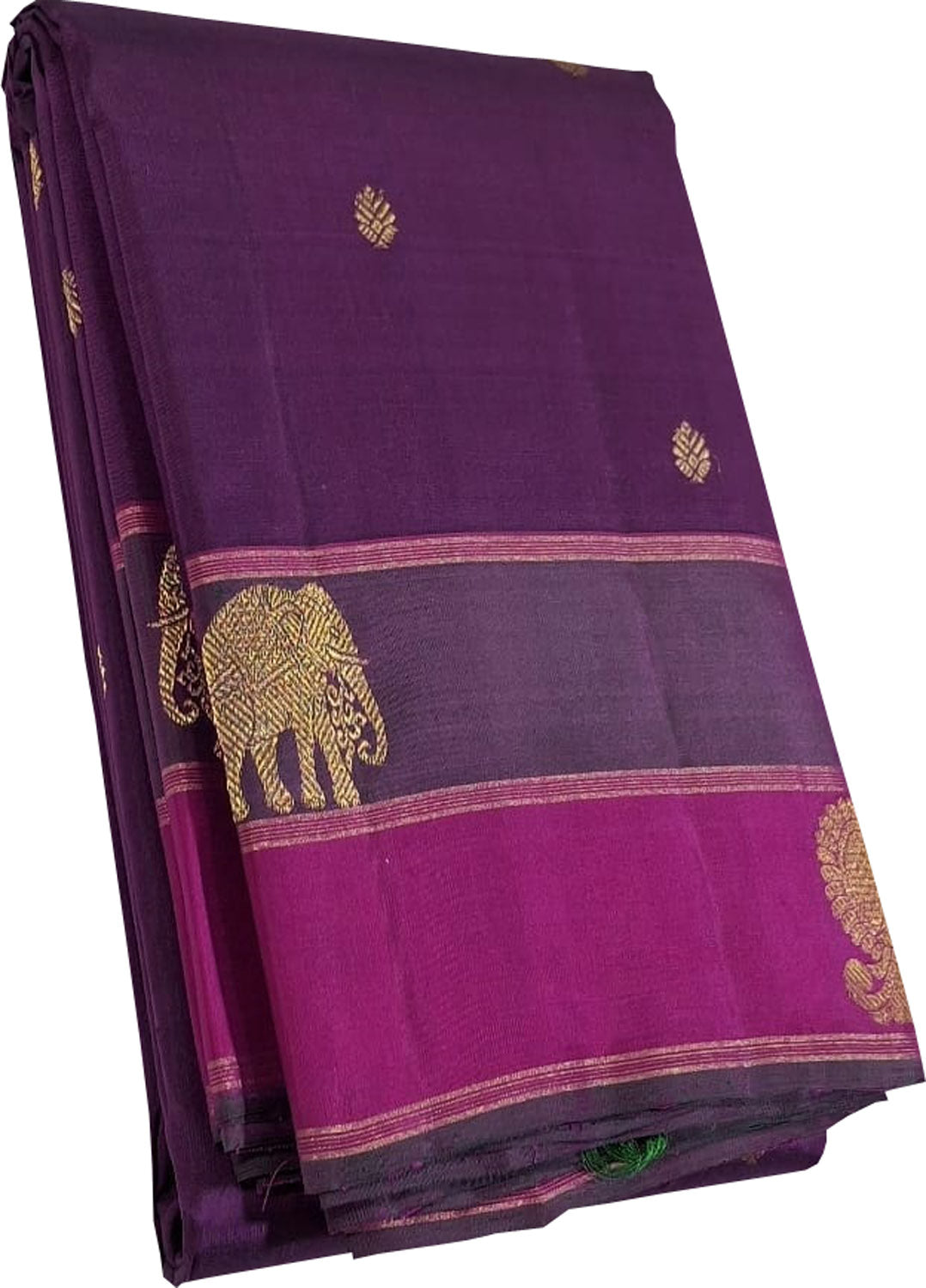 Purple Handloom Kanjeevaram Pure Silk Saree - Luxurion World