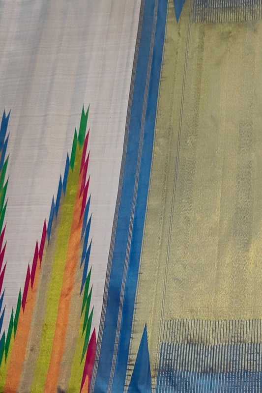 Multicolor Handloom Kanjeevaram Pure Silk Saree - Luxurion World