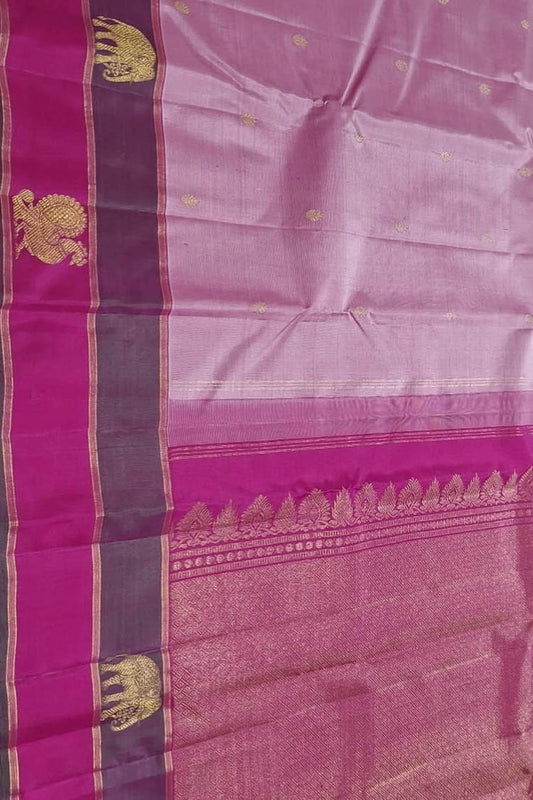 Pink Handloom Kanjeevaram Pure Silk Saree - Luxurion World