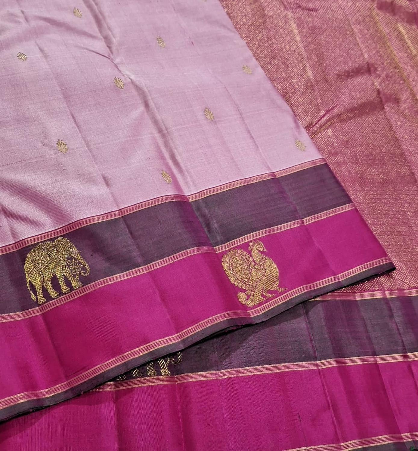 Pink Handloom Kanjeevaram Pure Silk Saree - Luxurion World