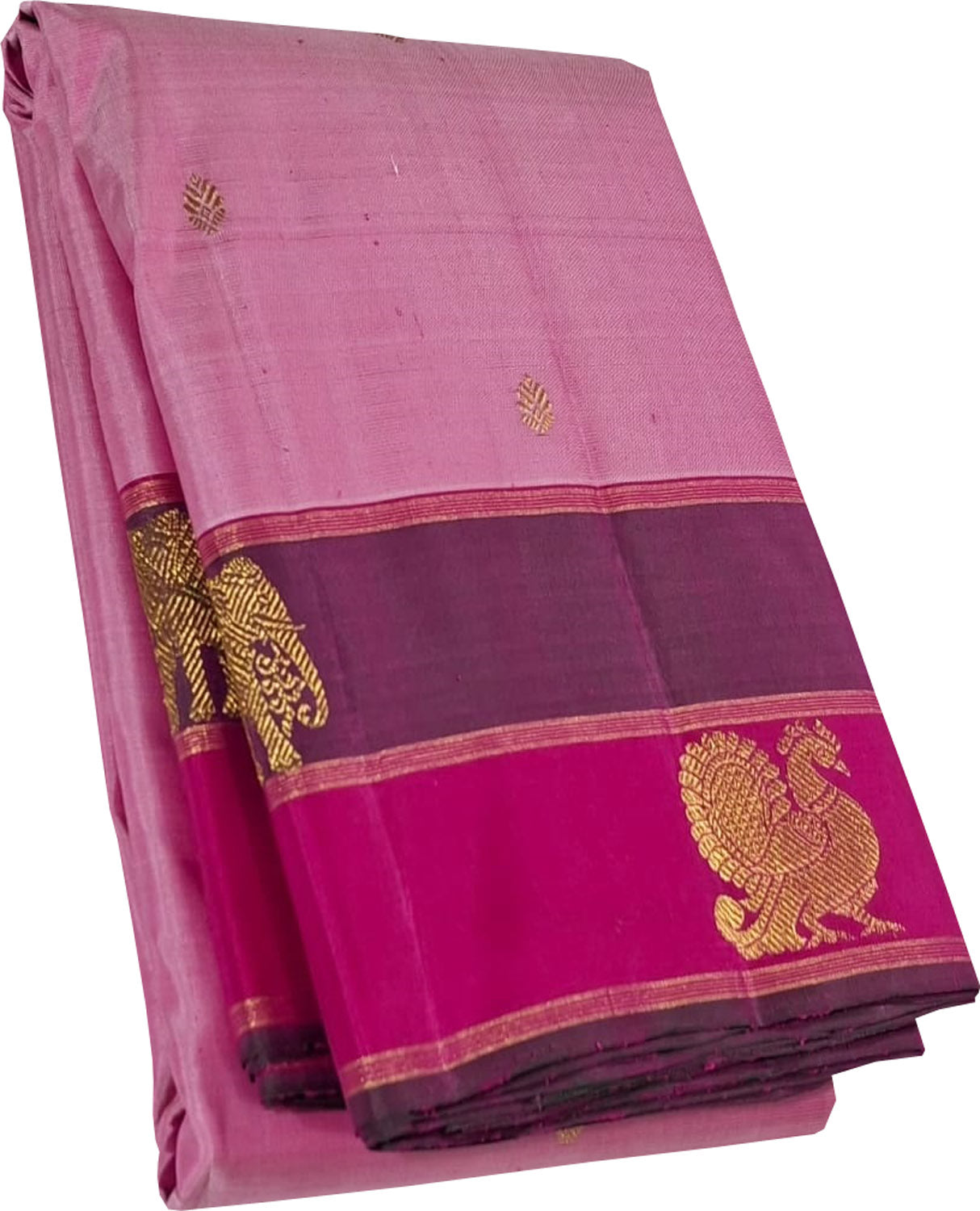 Pink Handloom Kanjeevaram Pure Silk Saree - Luxurion World
