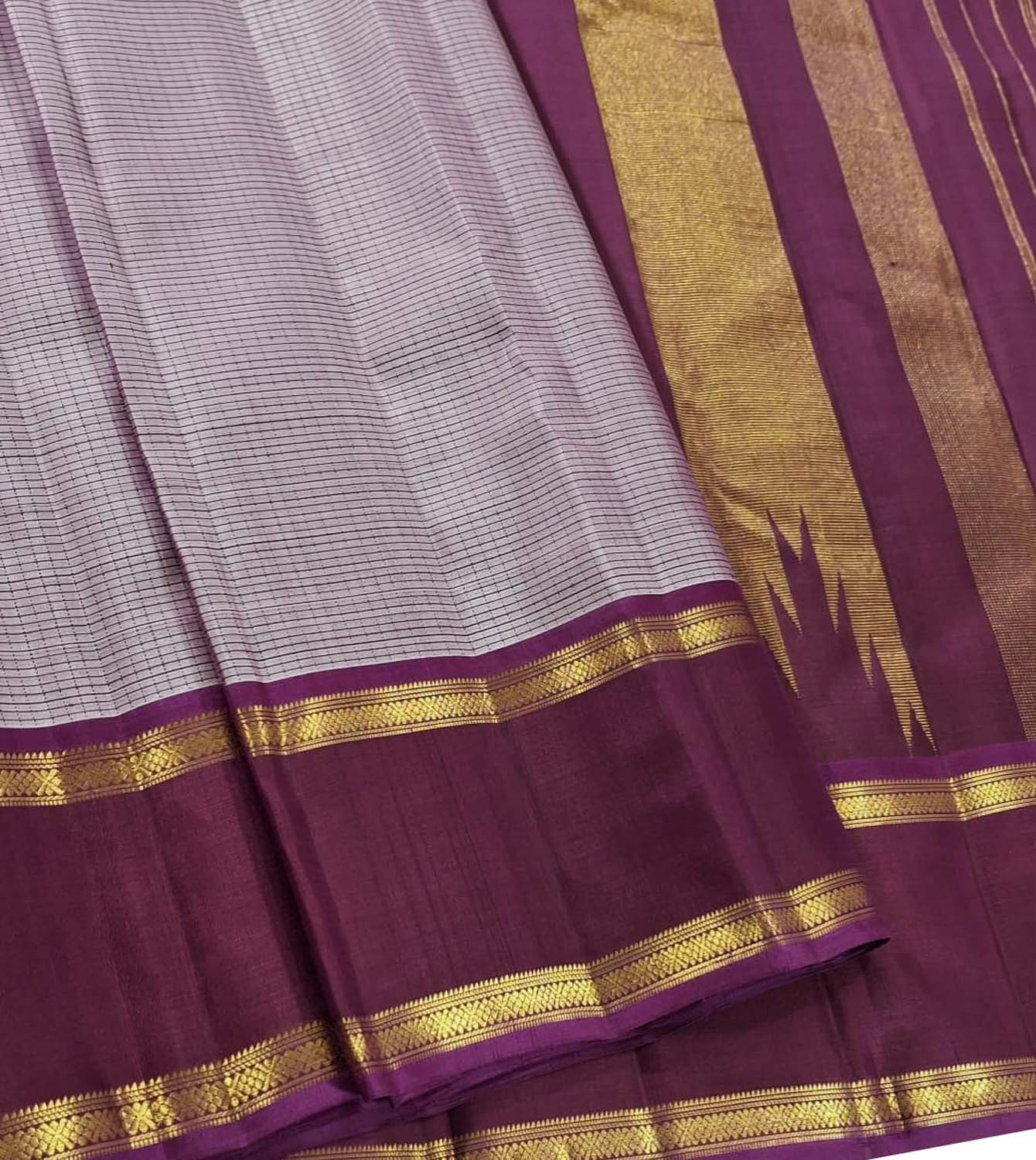 Exquisite Purple Handloom Kanjeevaram Pure Silk Saree - Luxurion World