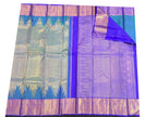 Blue Handloom Kanjeevaram Pure Silk 2 Gm Gold Zari Saree - Luxurion World