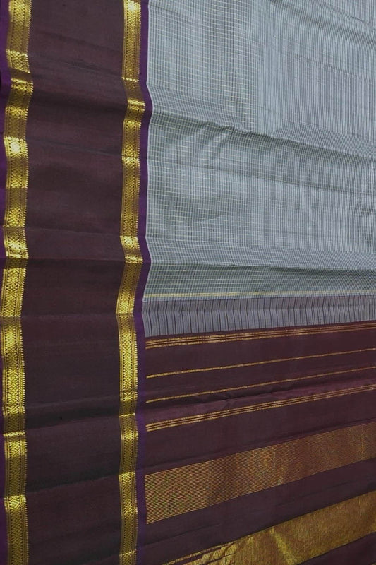 Exquisite Grey Handloom Kanjeevaram Pure Silk Saree - Luxurion World