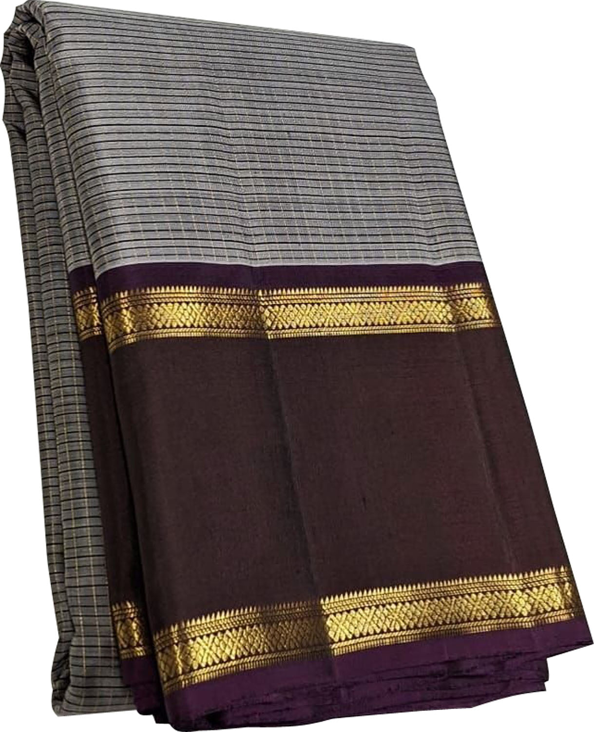 Exquisite Grey Handloom Kanjeevaram Pure Silk Saree - Luxurion World