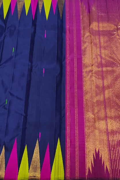 Royal Blue Kanjeevaram Pure Silk Saree - Handloom Elegance - Luxurion World