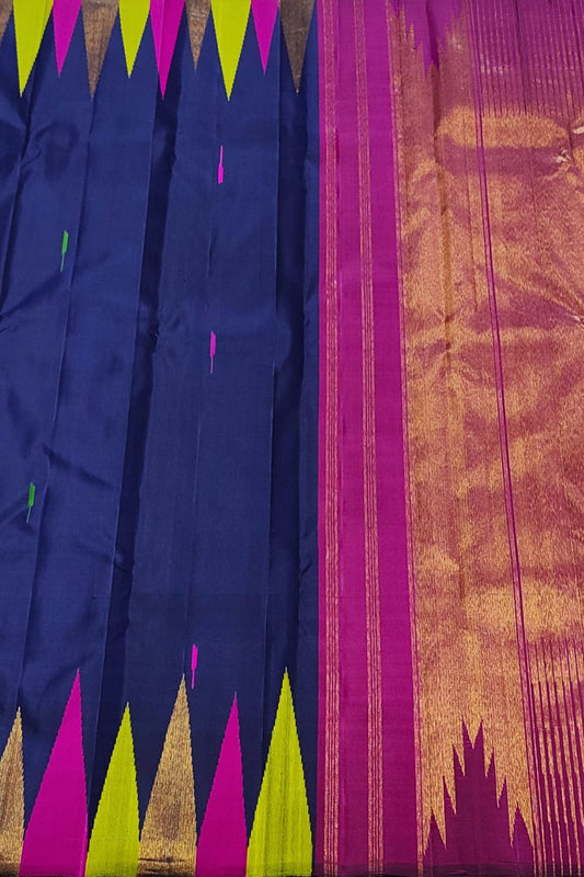 Royal Blue Kanjeevaram Pure Silk Saree - Handloom Elegance - Luxurion World