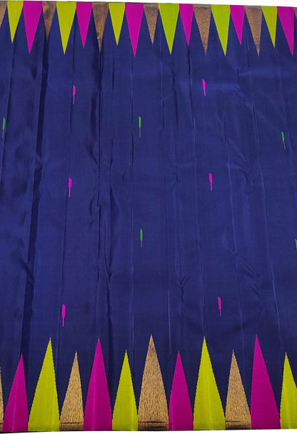 Royal Blue Kanjeevaram Pure Silk Saree - Handloom Elegance - Luxurion World