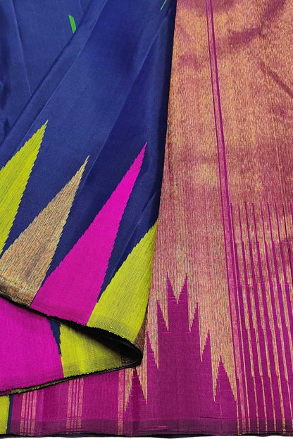 Royal Blue Kanjeevaram Pure Silk Saree - Handloom Elegance - Luxurion World