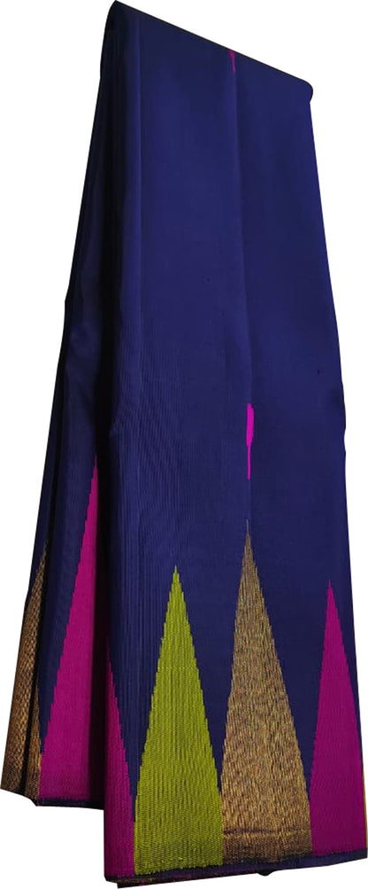 Royal Blue Kanjeevaram Pure Silk Saree - Handloom Elegance - Luxurion World