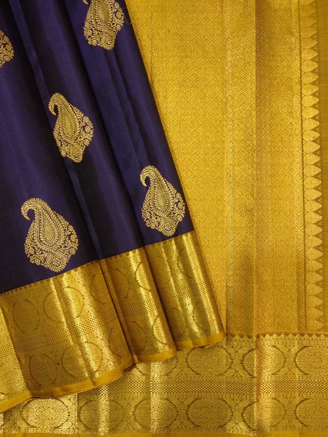 Royal Blue Kanjeevaram Pure Silk Saree - Handloom Elegance - Luxurion World