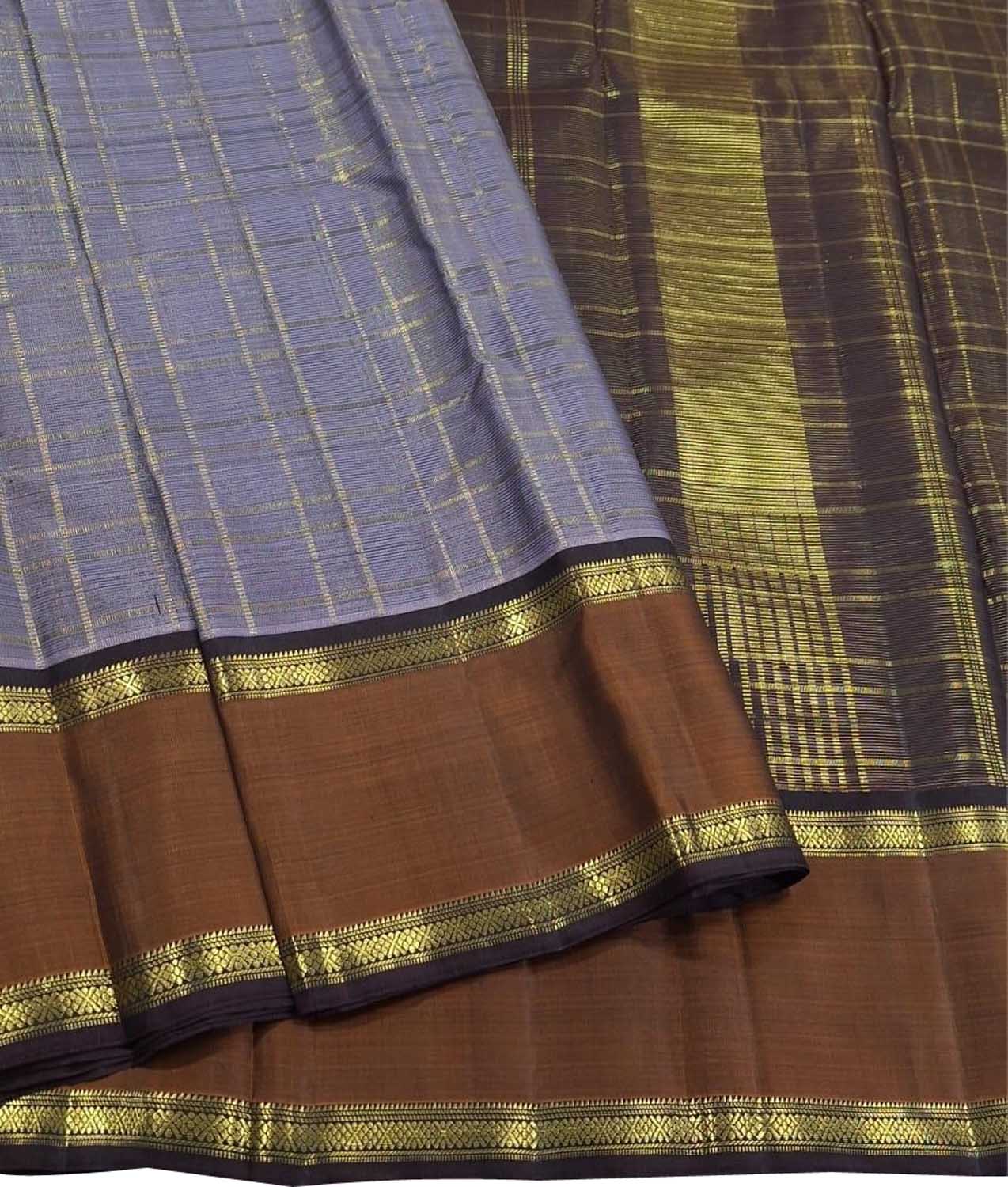 Purple Kanjeevaram Handloom Pure Silk Saree - Luxurion World