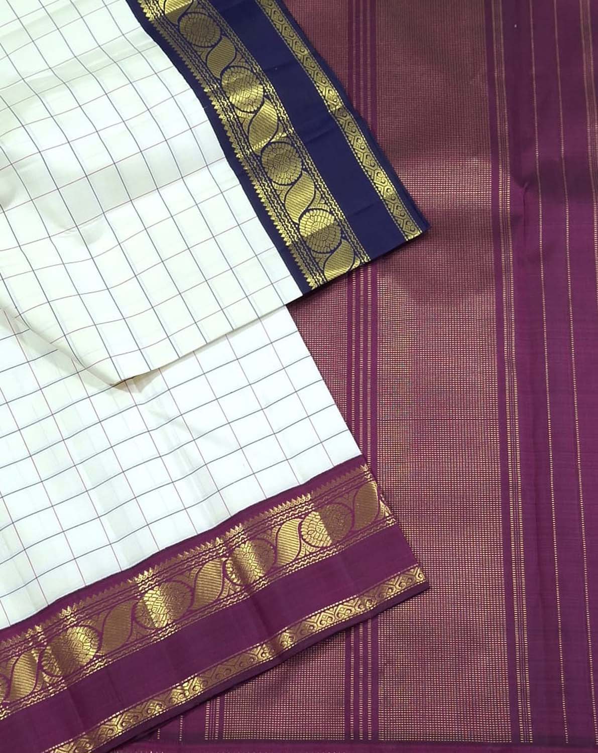 Exquisite Off White Kanjeevaram Silk Saree - Luxurion World