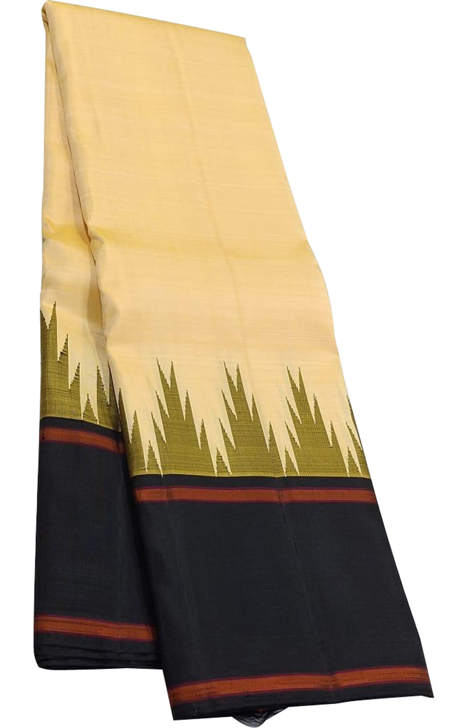 Cream Kanjeevaram Handloom Pure Silk Saree - Luxurion World