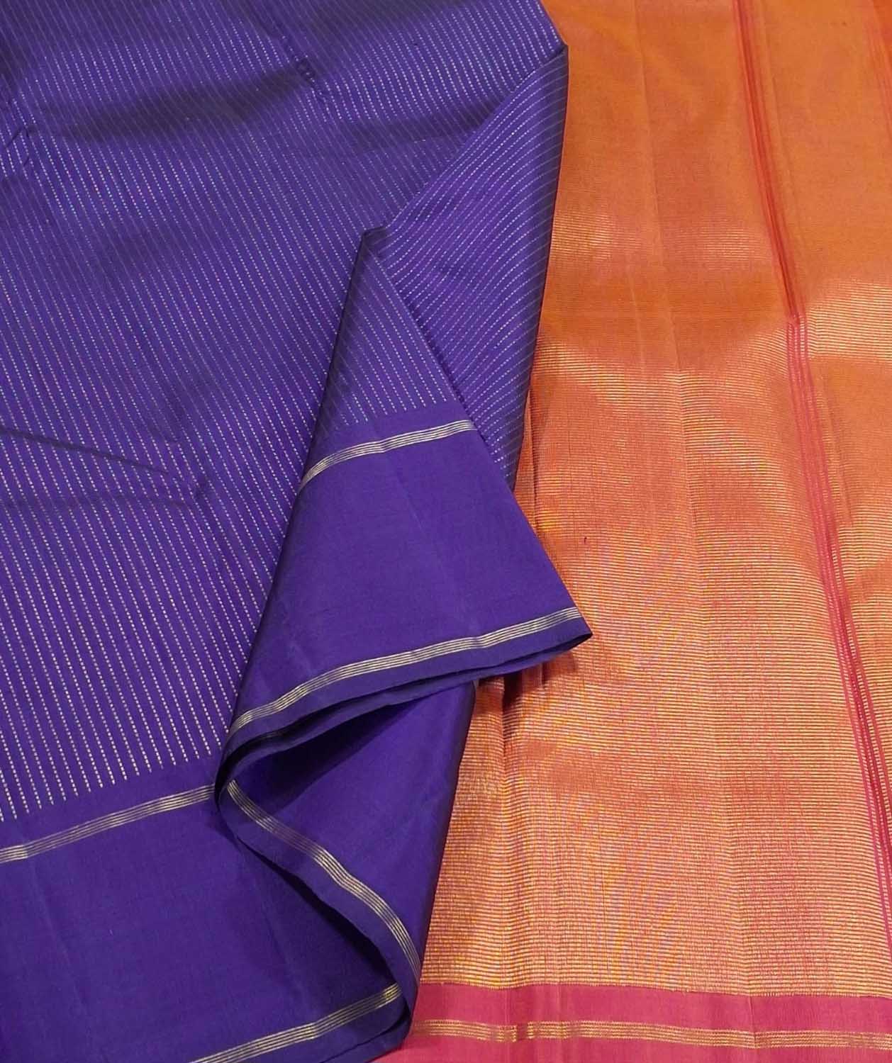 Royal Blue Kanjeevaram Silk Saree - Handloom Pure Elegance - Luxurion World