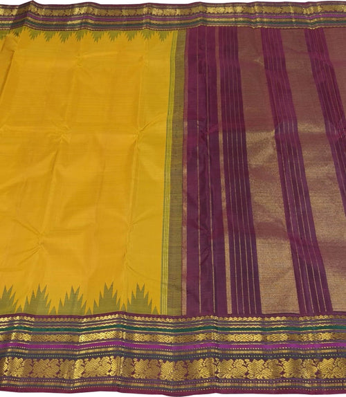 Yellow Kanjeevaram Handloom Pure Silk Saree - Luxurion World
