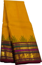 Yellow Kanjeevaram Handloom Pure Silk Saree - Luxurion World