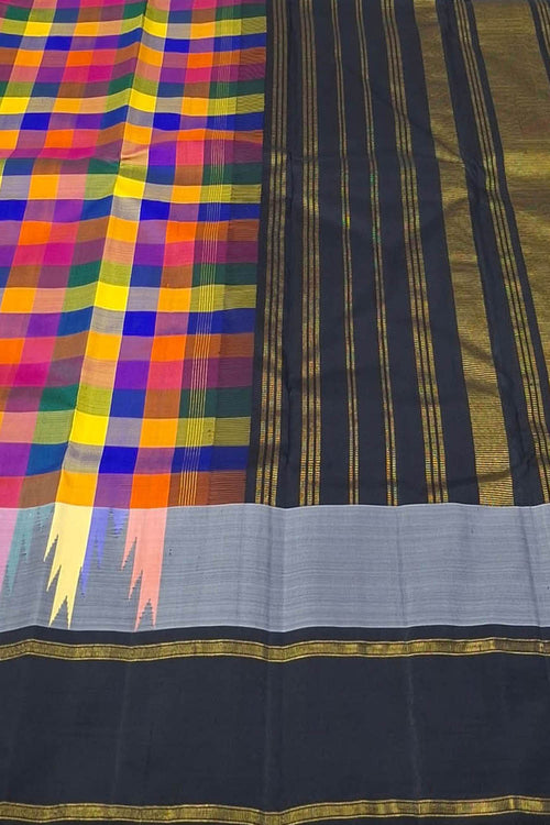 Exquisite Multicolor Kanjeevaram Handloom Pure Silk Saree - Luxurion World