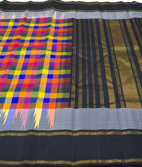 Exquisite Multicolor Kanjeevaram Handloom Pure Silk Saree - Luxurion World