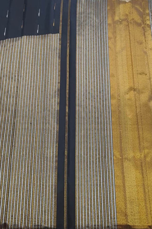 Exquisite Black Kanjeevaram Handloom Pure Silk Saree - Luxurion World