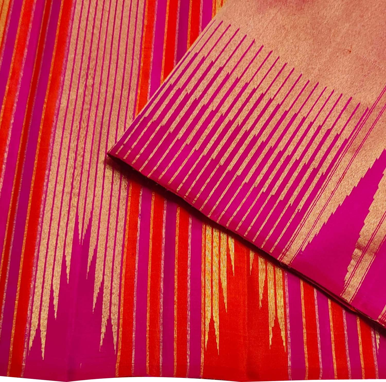 Multicolor Pure Silk Handloom Kanjeevaram Saree - Luxurion World
