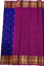 Blue Pure Silk Handloom Kanjeevaram Saree - Luxurion World