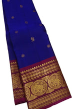 Blue Pure Silk Handloom Kanjeevaram Saree - Luxurion World