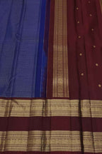 Blue Pure Silk Handloom Kanjeevaram Saree - Luxurion World