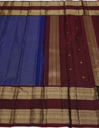Blue Pure Silk Handloom Kanjeevaram Saree - Luxurion World