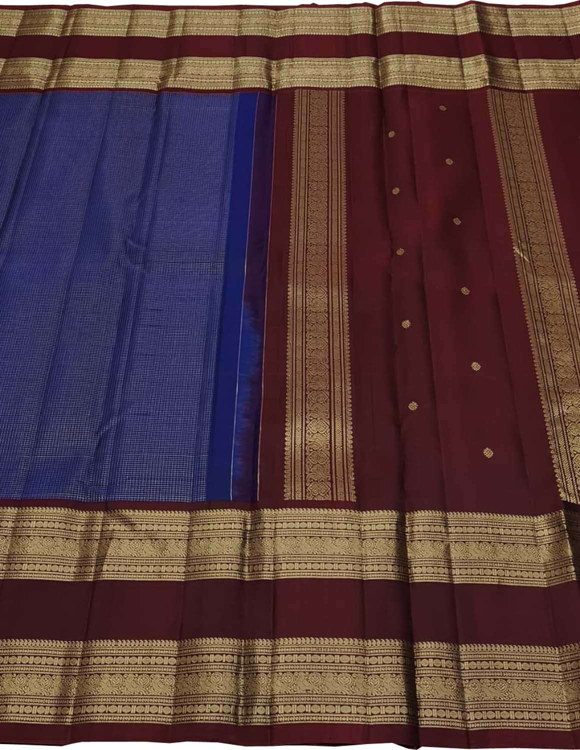 Blue Pure Silk Handloom Kanjeevaram Saree - Luxurion World