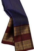 Blue Pure Silk Handloom Kanjeevaram Saree - Luxurion World