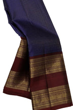 Blue Pure Silk Handloom Kanjeevaram Saree - Luxurion World
