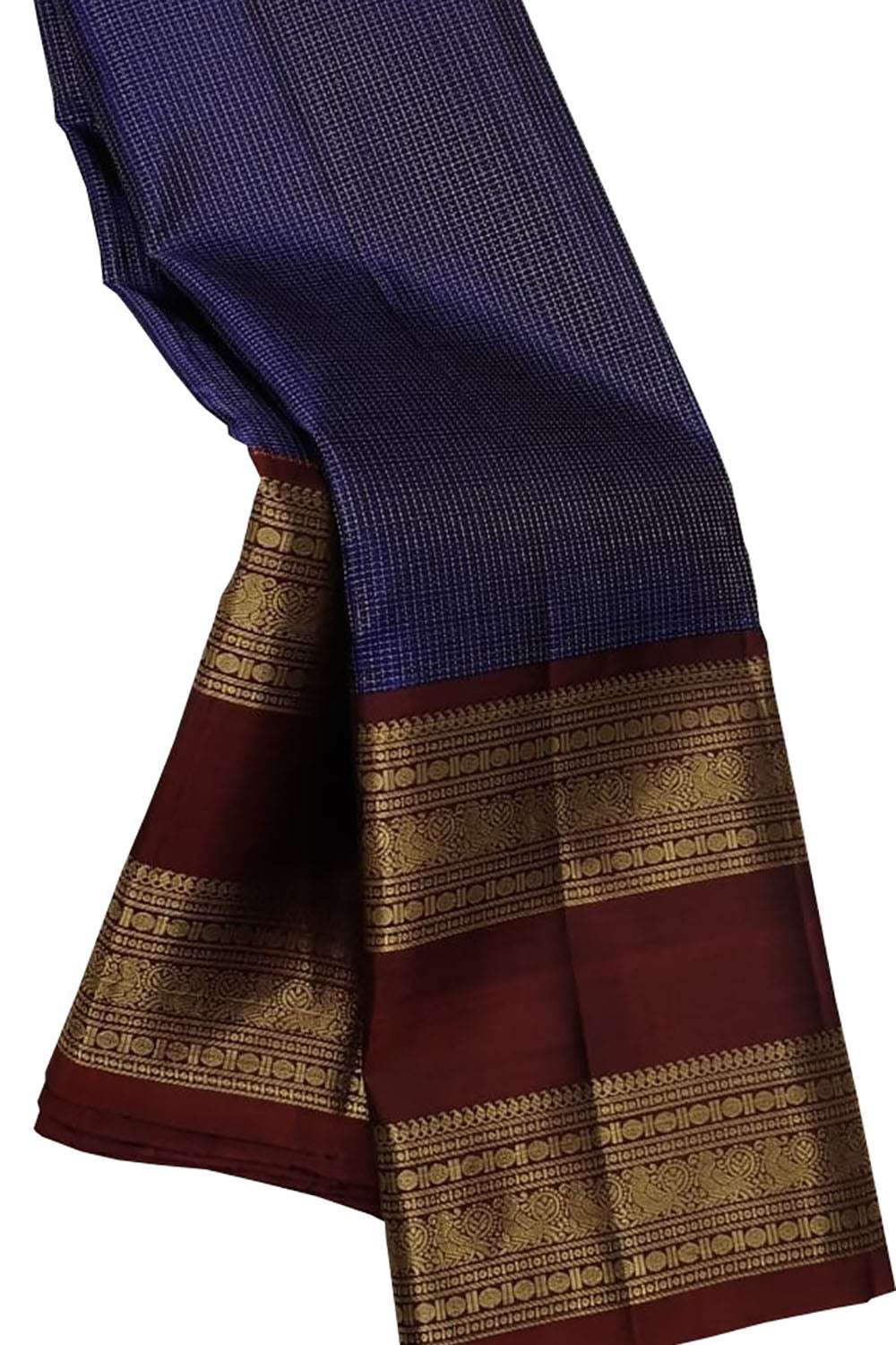 Blue Pure Silk Handloom Kanjeevaram Saree - Luxurion World