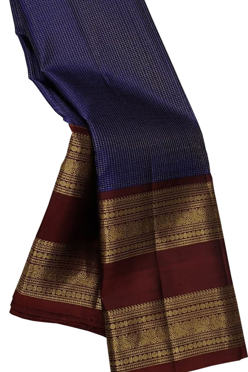 Blue Pure Silk Handloom Kanjeevaram Saree - Luxurion World