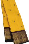 Yellow Pure Silk Handloom Kanjeevaram Saree - Elegant and Luxurious - Luxurion World