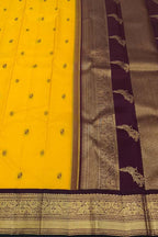 Yellow Pure Silk Handloom Kanjeevaram Saree - Elegant and Luxurious - Luxurion World