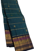 Green Blue Pure Silk Handloom Kanjeevaram Saree - Luxurion World