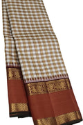 Off White Pure Silk Handloom Kanjeevaram Saree - Luxurion World