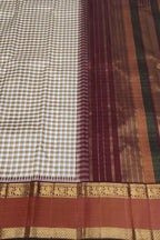 Off White Pure Silk Handloom Kanjeevaram Saree - Luxurion World