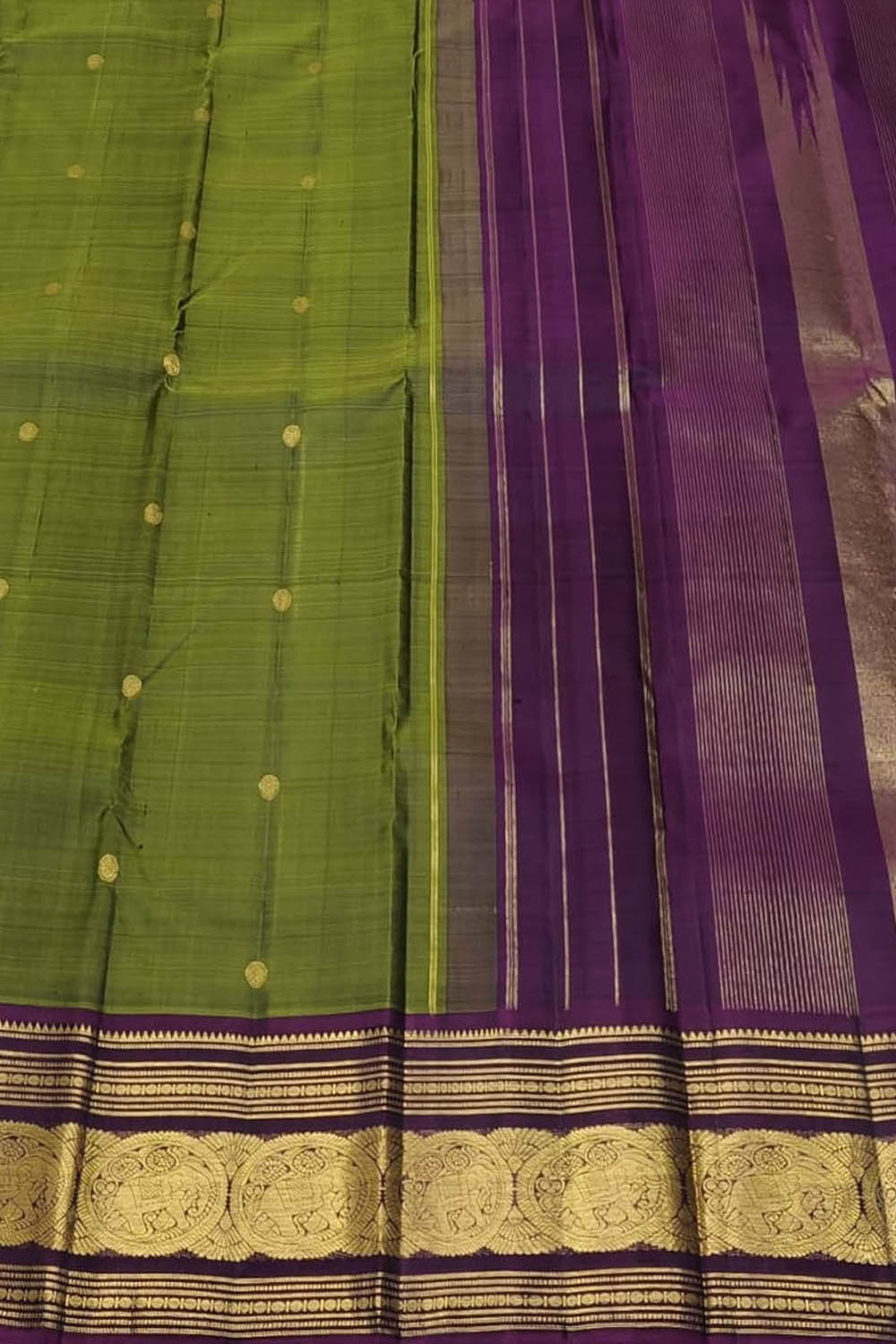 Green Pure Silk Handloom Kanjeevaram Saree - Luxurion World