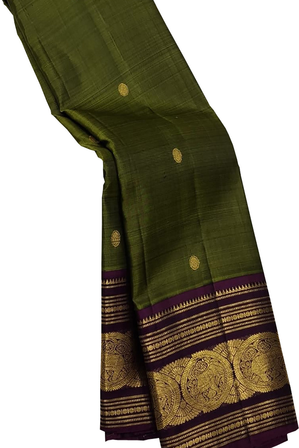 Green Pure Silk Handloom Kanjeevaram Saree - Luxurion World