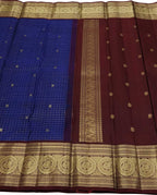 Exquisite Blue Pure Silk Handloom Kanjeevaram Saree - Luxurion World