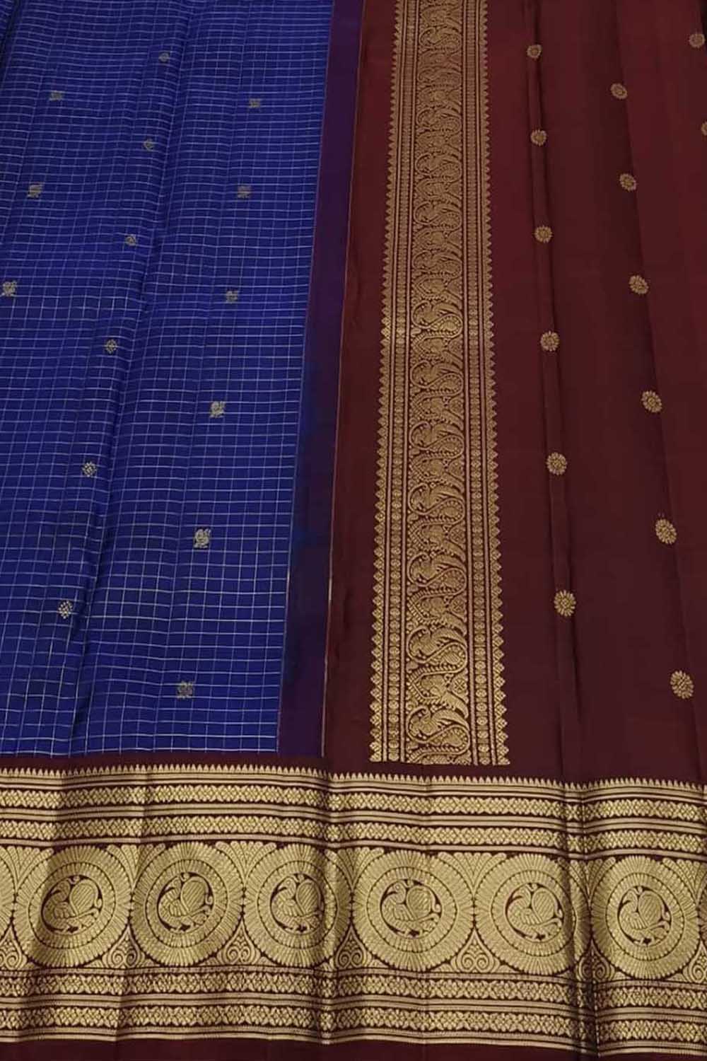 Exquisite Blue Pure Silk Handloom Kanjeevaram Saree - Luxurion World